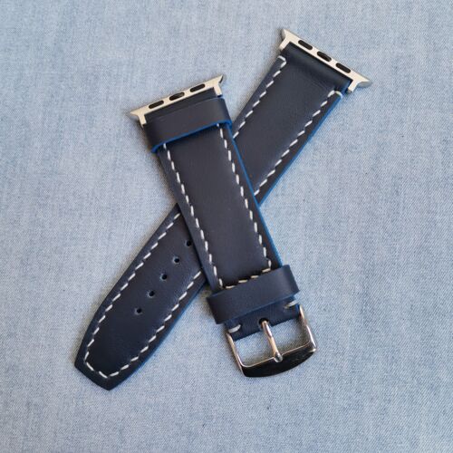 Ремешок для apple watch из натуральной кожи цвет синий