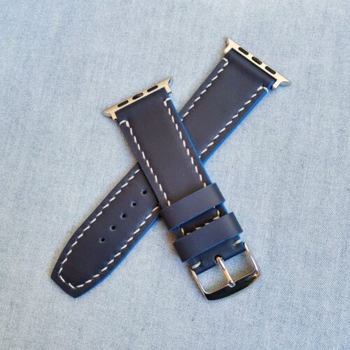 Ремешок для apple watch из натуральной кожи цвет синий