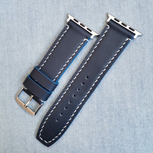 Ремешок для apple watch из натуральной кожи цвет синий