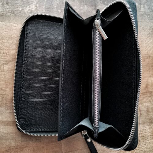 Кошелёк на молнии Шевро цвет чёрный