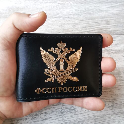 Обложка для удостоверения ФСИН России цвет чёрный золото
