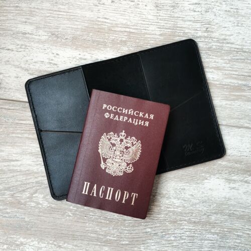 Обложка на паспорт герб РФ из натуральной кожи