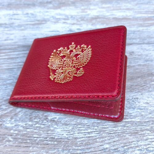 Обложка для удостоверения герб РФ цвет красный золото