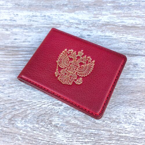 Обложка для удостоверения герб РФ цвет красный золото