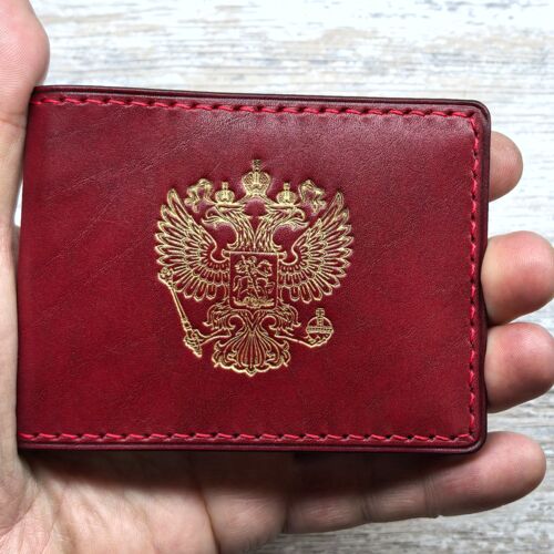 Обложка для удостоверения герб РФ цвет красный золото
