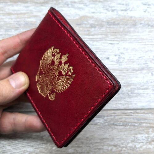 Обложка для удостоверения герб РФ цвет красный золото